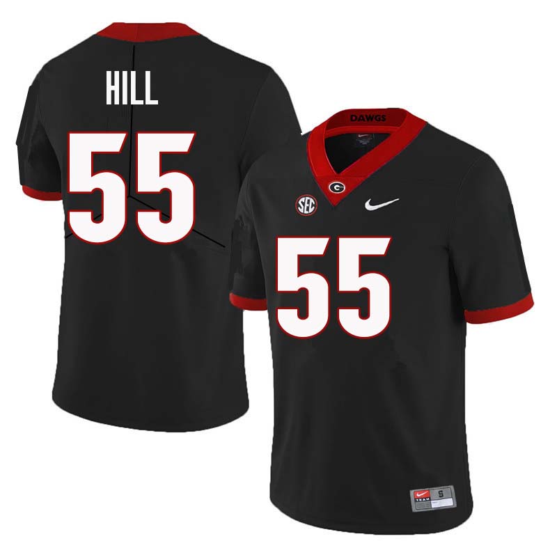 Men Georgia Bulldogs #55 Deontrey Hill College Football Jerseys Sale-Black